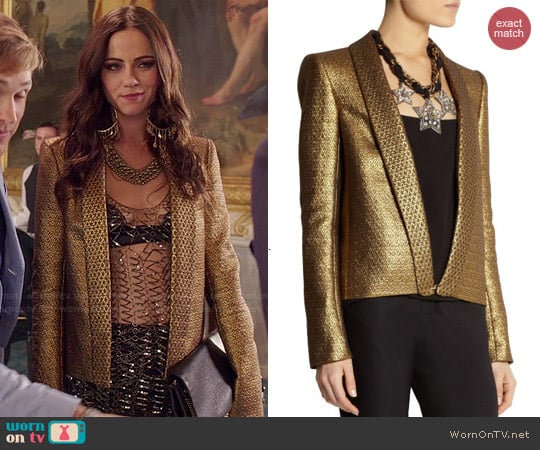 Lanvin Metallic Jacquard Jacket worn by Princess Eleanor (Alexandra Park) on The Royals