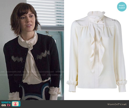 Lanvin Ruffle Blouse worn by Laurel Healy (Mary Elizabeth Winstead) on BrainDead