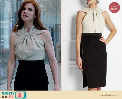 Lanvin Twist-Halter Colorblock Dress worn by Sarah Rafferty on Suits