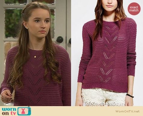 Last Man Standing Fashion: Kimchi Blue Chevron Pointelle Sweater in Mauve worn by Kaitlyn Dever