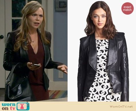 Last Man Standing Fashion: Rebecca Minkoff Leather and Ponte jacket worn by Amanda Fuller