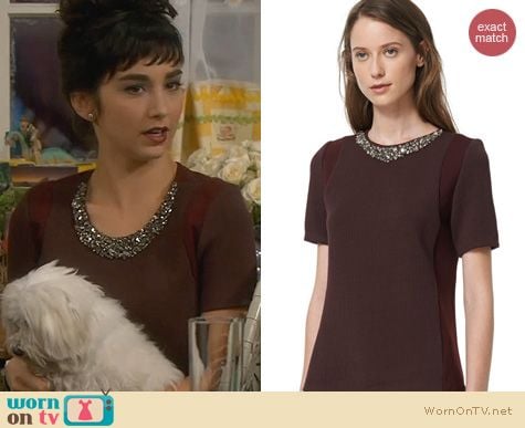 Last Man Standing Fashion: Rebecca Taylor Ponte Embellished Top worn by Molly Ephraim