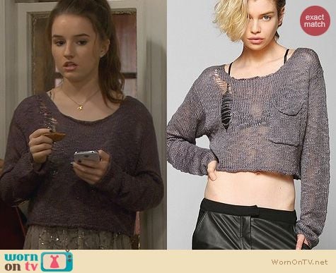 Last Man Standing Fashion: Urban Outfitters KC Kill City Boucle Cropped Sweater worn by Kaitlyn Dever