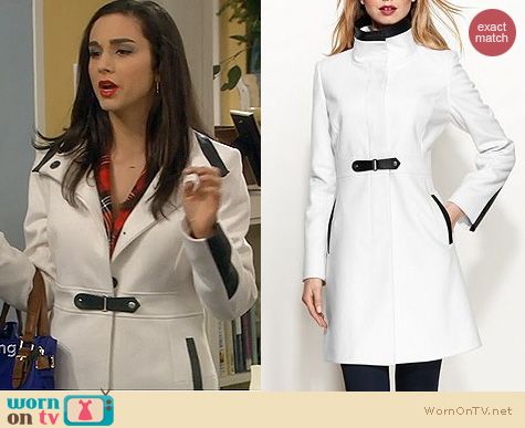 Last Man Standing Fashion: Via Spiga Faux Leather Trim Walker Coat worn by Molly Ephraim