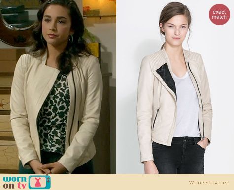 Last Man Standing Fashion: Zara Leather Jacket in Ecru worn by Molly Ephraim