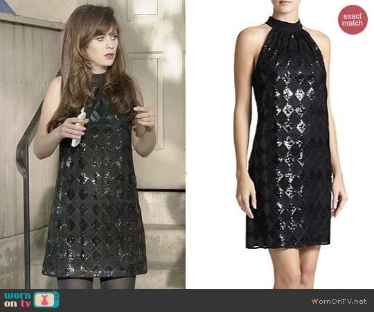 Laundry by Shelli Segal Sequined Diamond Lace Dress worn by Jessica Day (Zooey Deschanel) on New Girl