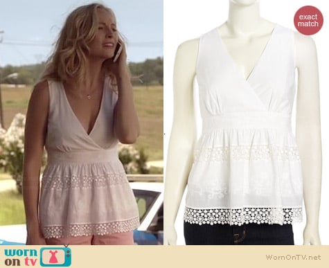 Laundry by Shelli Segal Embroidered Crochet Inset Top worn by Candice Accola on The Vampire Diaries