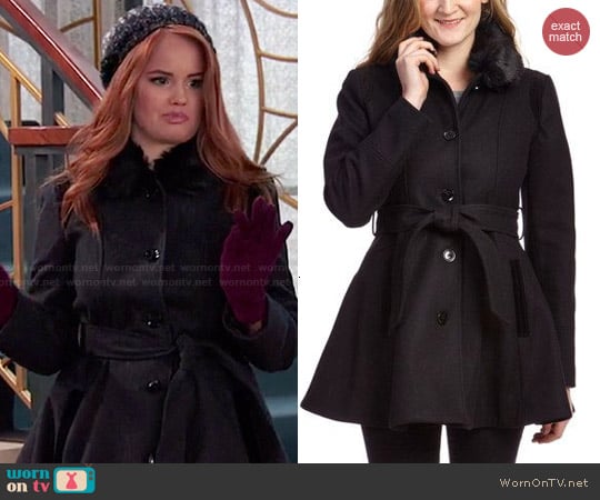 Laundry by Shelli Segal Faux Fur Collar Wool-Blend Trench Coat worn by Jessie Prescott (Debby Ryan) on Jessie