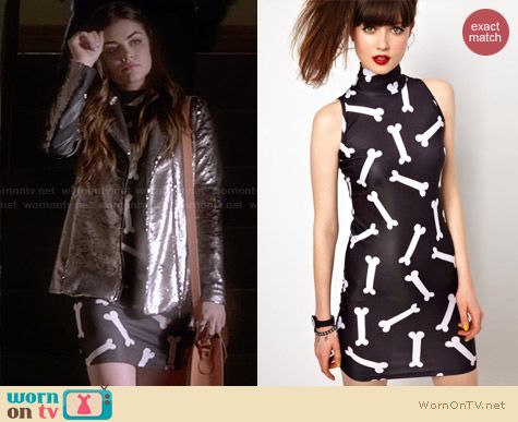 Lazy Oaf Bones Dress worn by Lucy Hale on PLL