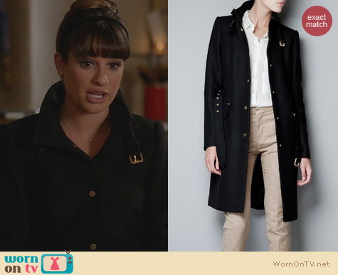 Lea Michele Fashion: Zara Black Coat Worn on Glee