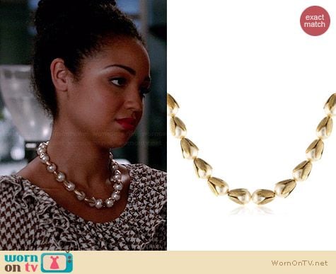 Lenora Dame Retro Pearl Petals Necklace worn by Aisha Dee on Chasing Life