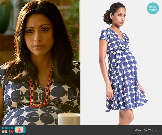 Leota Cap Sleeve Faux Wrap Maternity Dress worn by Divya Katdare (Reshma Shetty) on Royal Pains