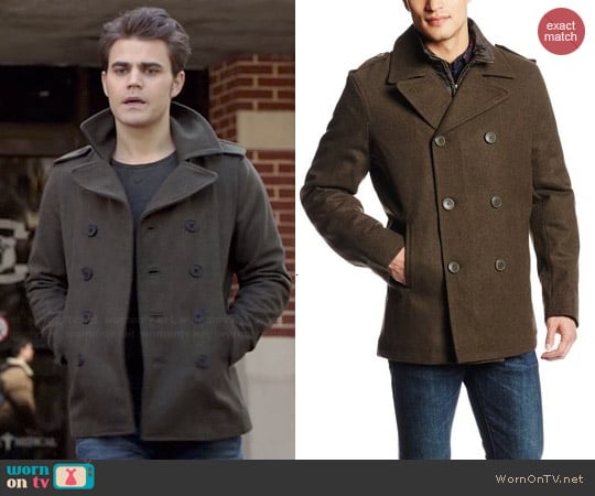 Levi's mens olive peacoat worn by Paul Wesley on The Vampire Diaries