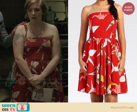 Levis Paper Cranes Strapless Dress worn by Lena Dunham on Girls