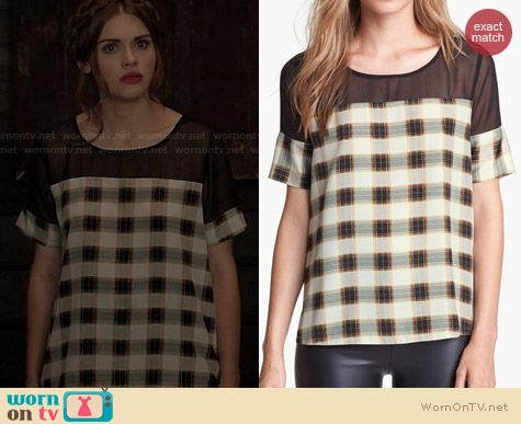 Like Mynded Chiffon Yoke Plaid Top worn by Holland Roden on Teen Wolf