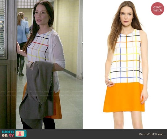 Lisa Perry Windowpane Combo Dress worn by Joan Watson (Lucy Liu) on Elementary