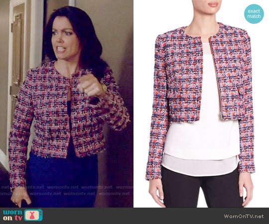 LK Bennett Echo British Tweed Cropped Jacket worn by Mellie Grant (Bellamy Young) on Scandal