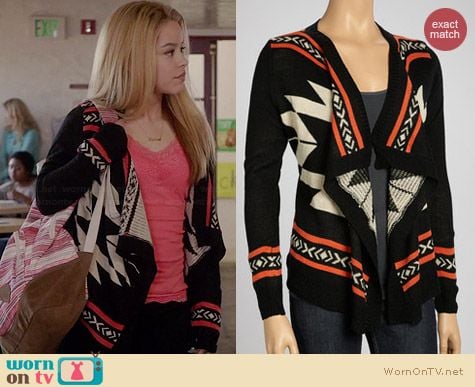 LLOVE Geometric Draped Cardigan worn by Cierra Ramirez on The Fosters