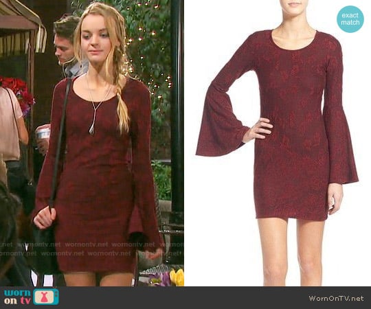 Love, Fire Textured Bell Sleeve Body-Con Dress worn by Claire Brady (Olivia Keegan) on Days of our Lives