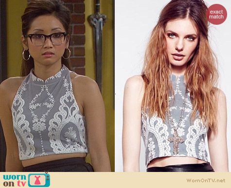 For Love & Lemons Anna Crop Top worn by Brenda Song on Dads