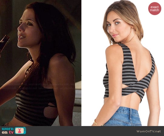 Lovers + Friends Amy Crop Top in Stripe worn by Katie Findlay on HTGAWM