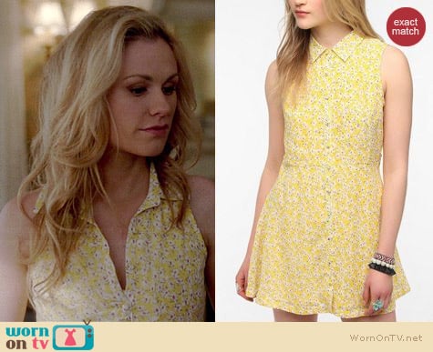 Lucca Couture Printed Sleeveless Chiffon Shirtdress worn by Anna Paquin on True Blood