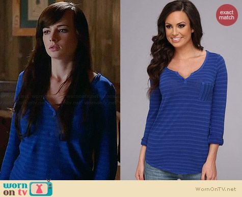 Lucky Brand Costa Mesa Pocket top in Sodalite Blue worn by Ashley Rickards on Awkward