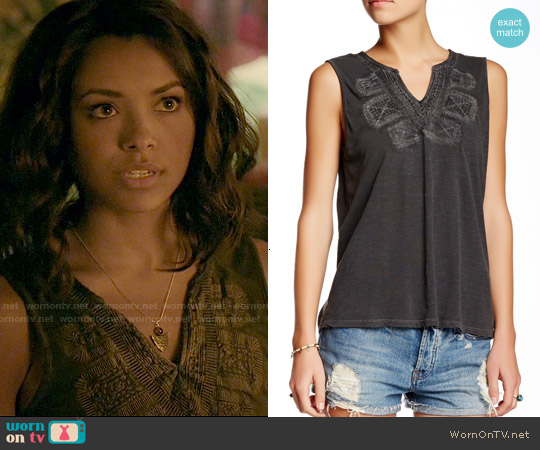 Lucky Brand Embroidered Bib Tank worn by Bonnie Bennett (Kat Graham) on The Vampire Diaries