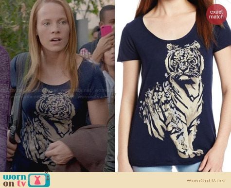 Lucky Brand Floral Tiger Tee worn by Katie Leclerc on Switched at Birth