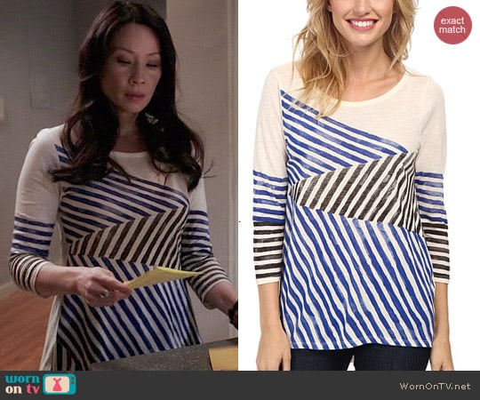 Lucky Brand Geo Stripes Tee worn by Lucy Liu on Elementary