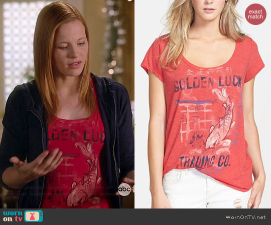 Lucky Brand Golden Luck Tee worn by Katie Leclerc on Switched at Birth