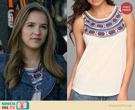 Lucky Brand Madera Embroidered Top worn by Lennon Stella on Nashville