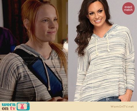 Lucky Brand Malibu Stripe Hoodie worn by Katie Leclerc on Switched at Birth