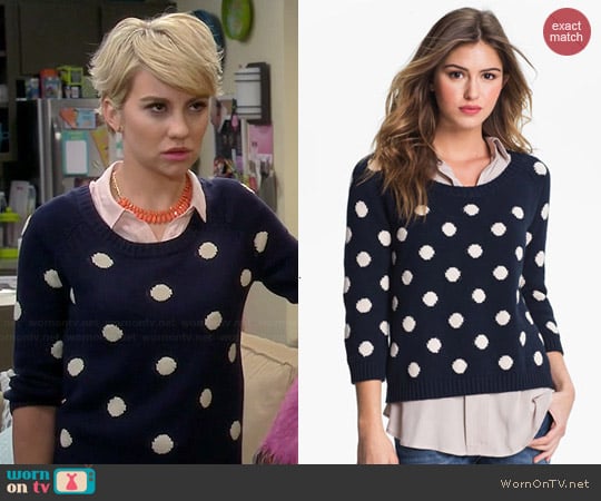 Lucky Brand Paula Polka Dot Sweater worn by Chelsea Kane on Baby Daddy