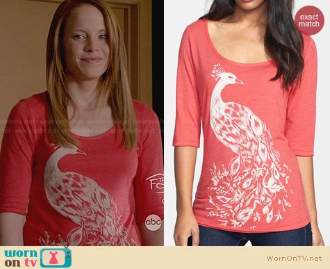 Lucky Brand Peacock Tee in Poinsettia worn by Katie Leclerc on Switched at Birth