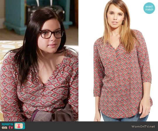 Lucky Brand Printed Henley Blouse worn by Alex Dunphy (Ariel Winter) on Modern Family