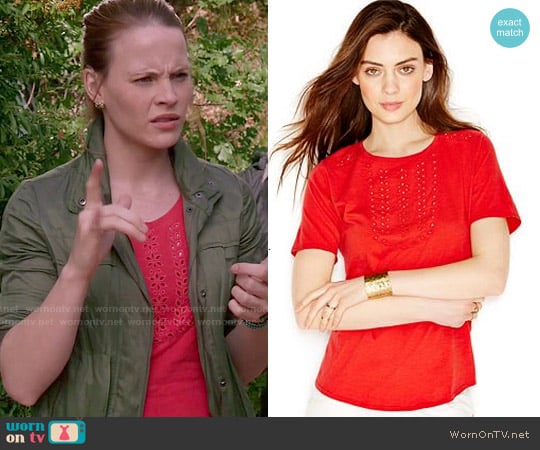 WornOnTV Daphne s red eyelet top on Switched at Birth Katie