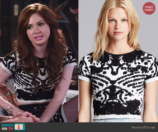 Lucy Paris Intarsia Crop Top worn by Karen Gillan on Selfie