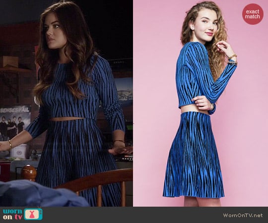 Lucy Paris Marceau Intarsia Top & Skirt worn by Lucy Hale on PLL