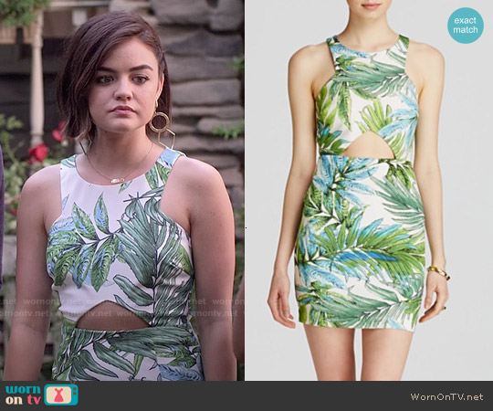 Lucy Paris Tropical Print Cutout Dress worn by Aria Montgomery (Lucy Hale) on Pretty Little Liars