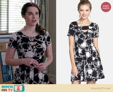 Lush Floral Print Cutout Skater Dress worn by Vanessa Marano on Switched at Birth