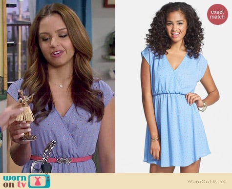 Lush Katie Surplice Skater Dress worn by Aimee Carrero on Young & Hungry