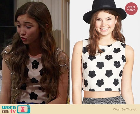 Lush Print Woven Crop Top worn by Rowan Blanchard on Girl Meets World