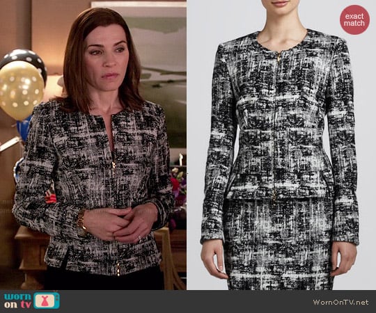 Escada Scribble Tweed Jacket worn by Alicia Florrick (Julianna Margulies) on The Good Wife