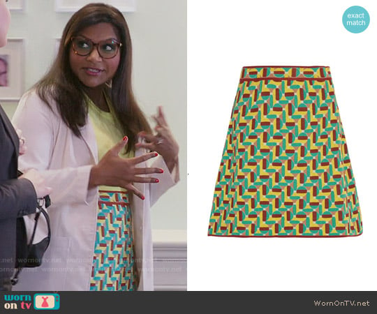 M Missoni Jacquard-knit cotton-blend mini skirt worn by Mindy Lahiri (Mindy Kaling) on The Mindy Project