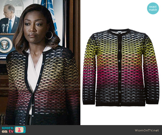 M Missoni Textured Knit Cardigan worn by Daisy Grant (Patina Miller) on Madam Secretary