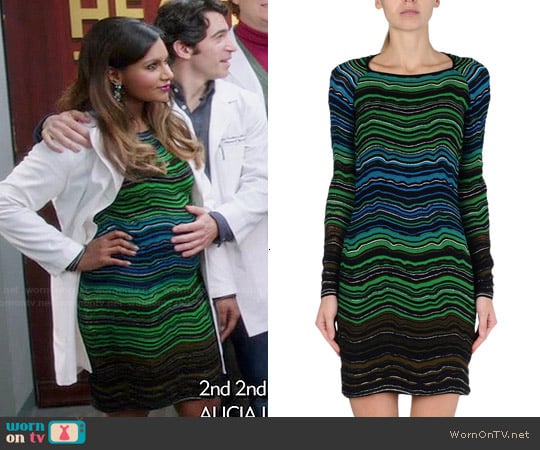 M Missoni wave print dress worn by Mindy Lahiri (Mindy Kaling) on The Mindy Project