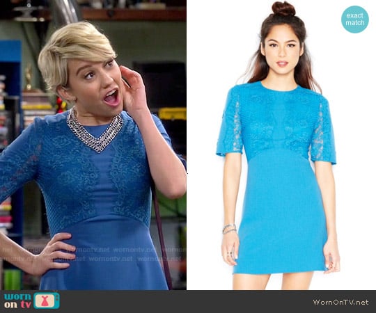 MADE Fashion Week Elbow-Sleeves Lace-Overlay Dress worn by Riley Perrin (Chelsea Kane) on Baby Daddy