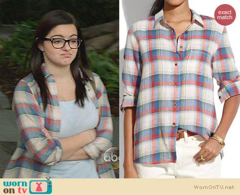 Madewell Boyshirt in Swingset Plaid worn by Ariel Winter on Modern Family