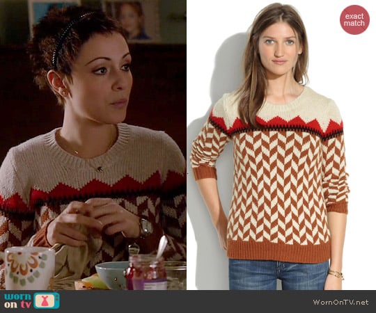 Madewell Cheveron Ski Sweater worn by Italia Ricci on Chasing Life